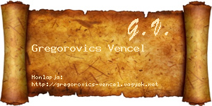 Gregorovics Vencel névjegykártya